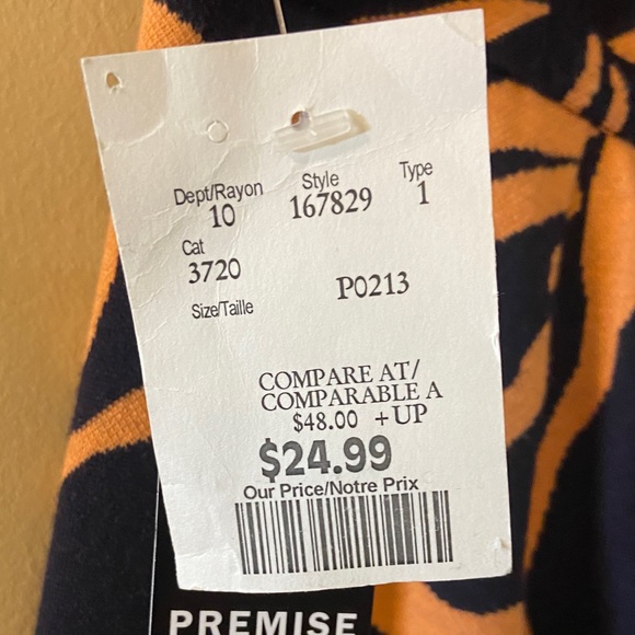 Premise orange & navy midi pencil skirt - NWT - size 10 - Picture 7 of 12